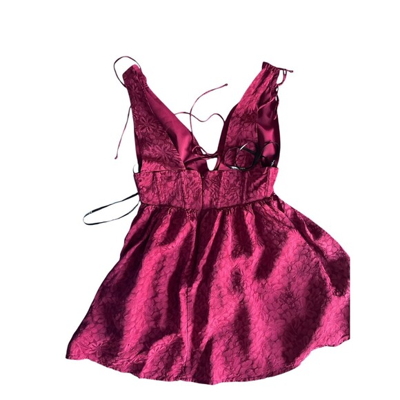 For Love & Lemons Janet Mini Dress Size S Maroon Red - Picture 3 of 8